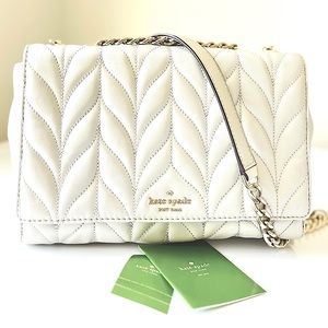 NWT Kate Spade Quilted Shoulder Leather Bag Gift Glitter Chain Gorgeous Party